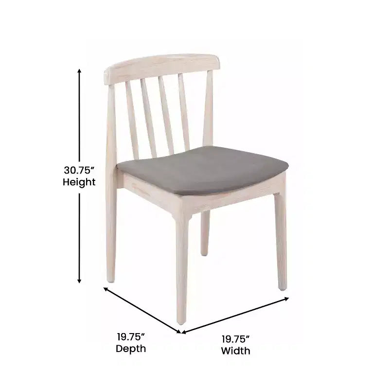 Flash Furniture Chester, set di 2 sedie da pranzo commerciali in legno massiccio con schienale a doghe e sedili in vinile