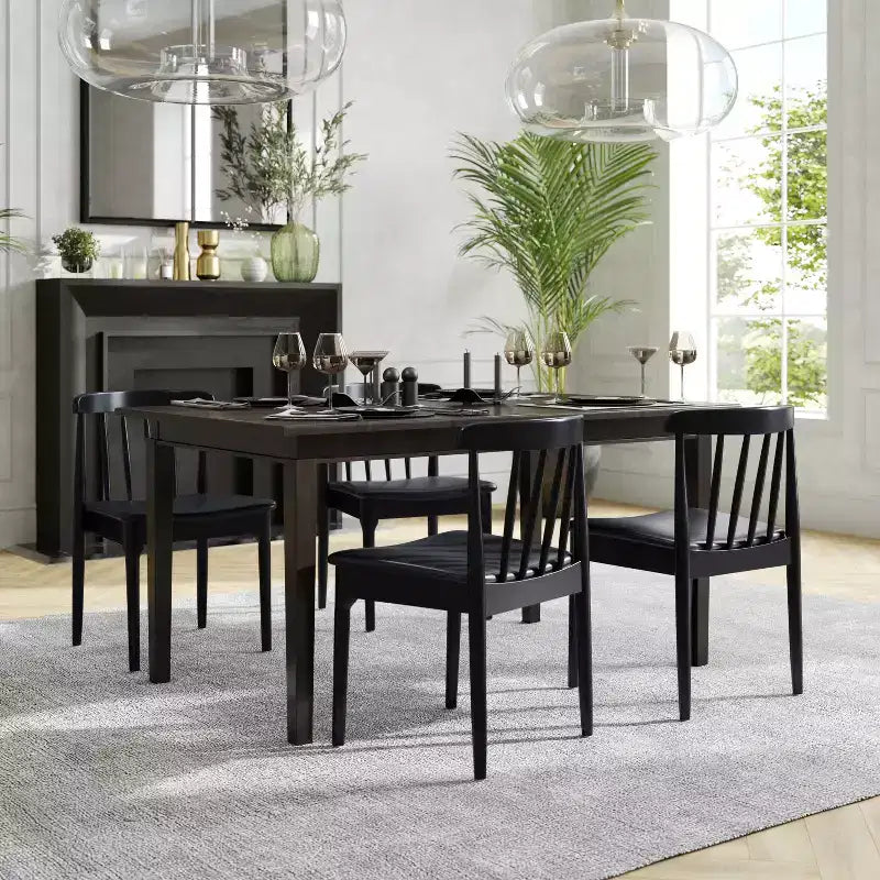 Flash Furniture Chester, set di 2 sedie da pranzo commerciali in legno massiccio con schienale a doghe e sedili in vinile