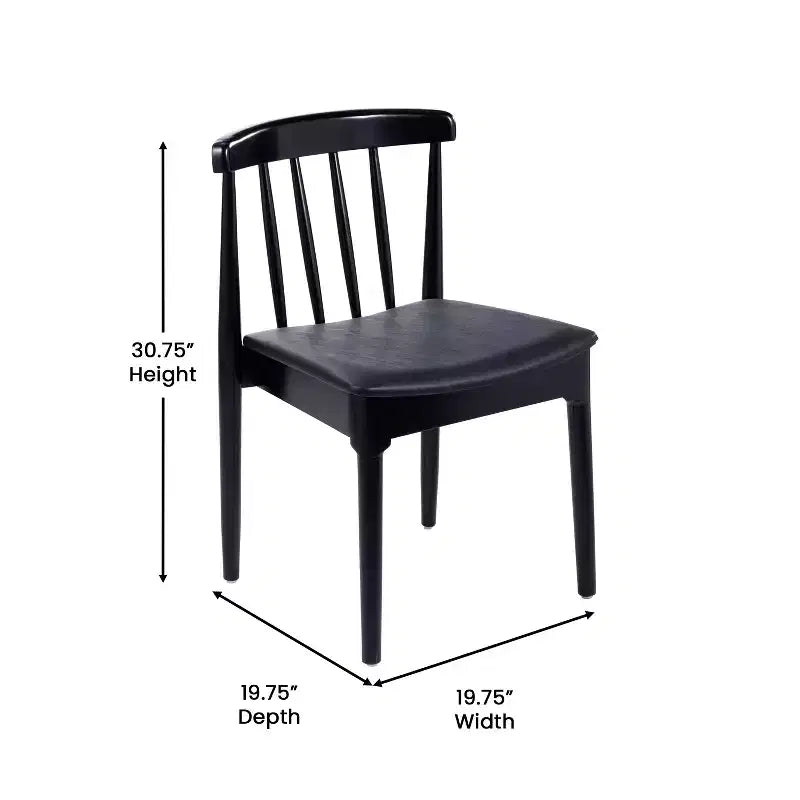 Flash Furniture Chester, set di 2 sedie da pranzo commerciali in legno massiccio con schienale a doghe e sedili in vinile