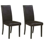 Signature Design by Ashley Kimonte Modern Faux Leather Upholstered Armless Dining Chair, Set of 2, Dark Brown