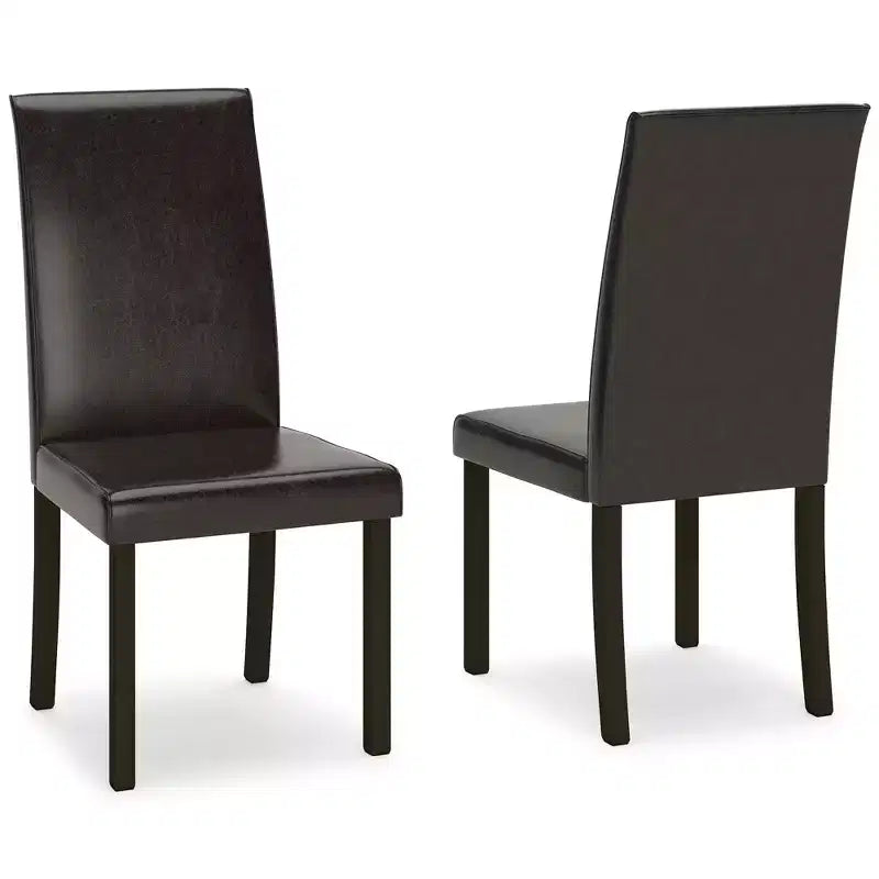 Signature Design by Ashley Kimonte - Sedie da pranzo moderne senza braccioli, rivestite in similpelle, set da 2, marrone scuro