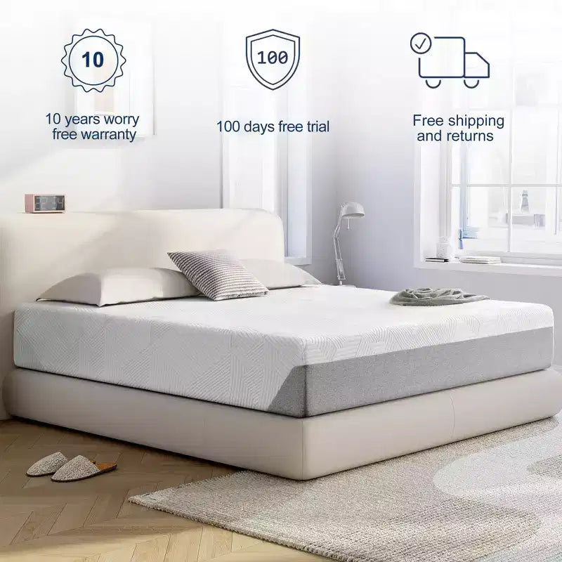Materasso Wuleitex 10 pollici in memory foam con gel rinfrescante e fodera traspirante, rigidità media