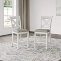 Signature Design by Ashley Robbinsdale Farmhouse Counter Height Bar Stools with X-Back and Nailhead Trim, Set of 2, Antique White