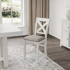 Signature Design by Ashley Robbinsdale Sgabelli da Bar a Altezza Bancone Stile Rustico con Schienale a X e Rifiniture Borchiate, Set da 2, Bianco Antico
