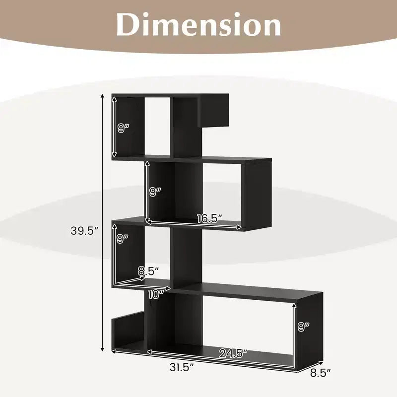 Costway 1/2 PEZZI Scaffale S-Shape a 5 Livelli con Cubi Aperti, Kit Antiribaltamento, Libreria Autoportante