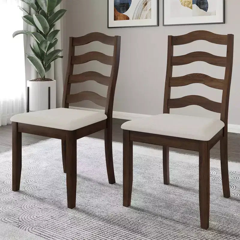Sedia da pranzo in legno ChaletPosh con rivestimento grigio caldo (set da 2)