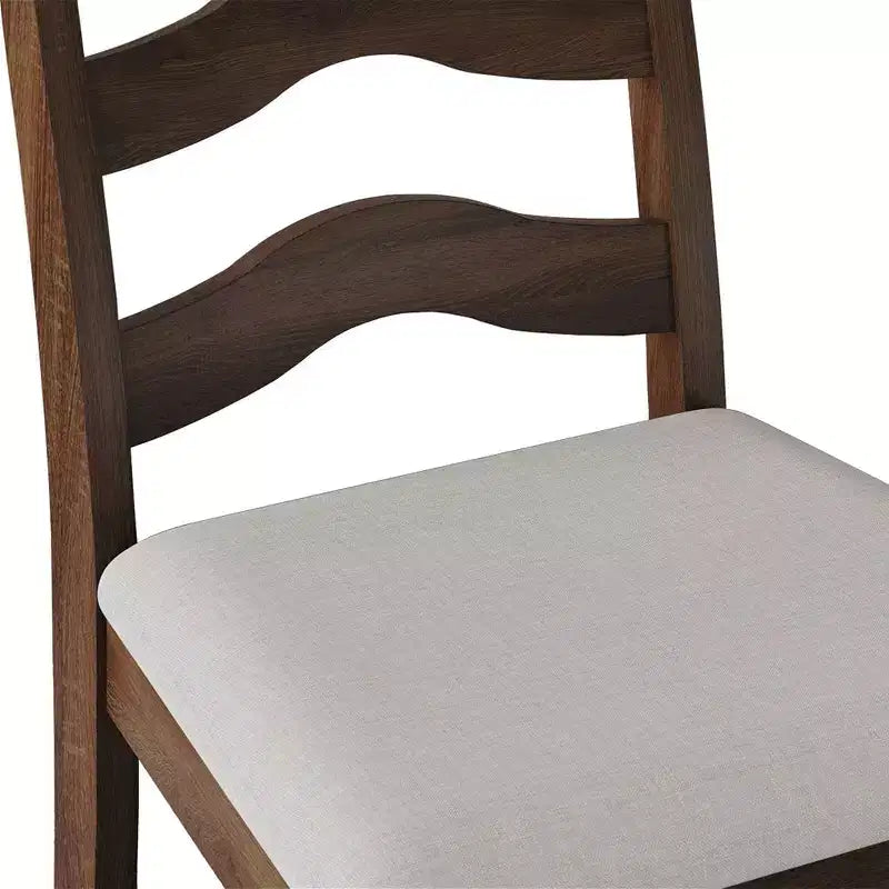 Sedia da pranzo in legno ChaletPosh con rivestimento grigio caldo (set da 2)