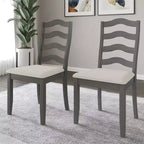 Sedia da pranzo in legno ChaletPosh con rivestimento grigio caldo (set da 2)