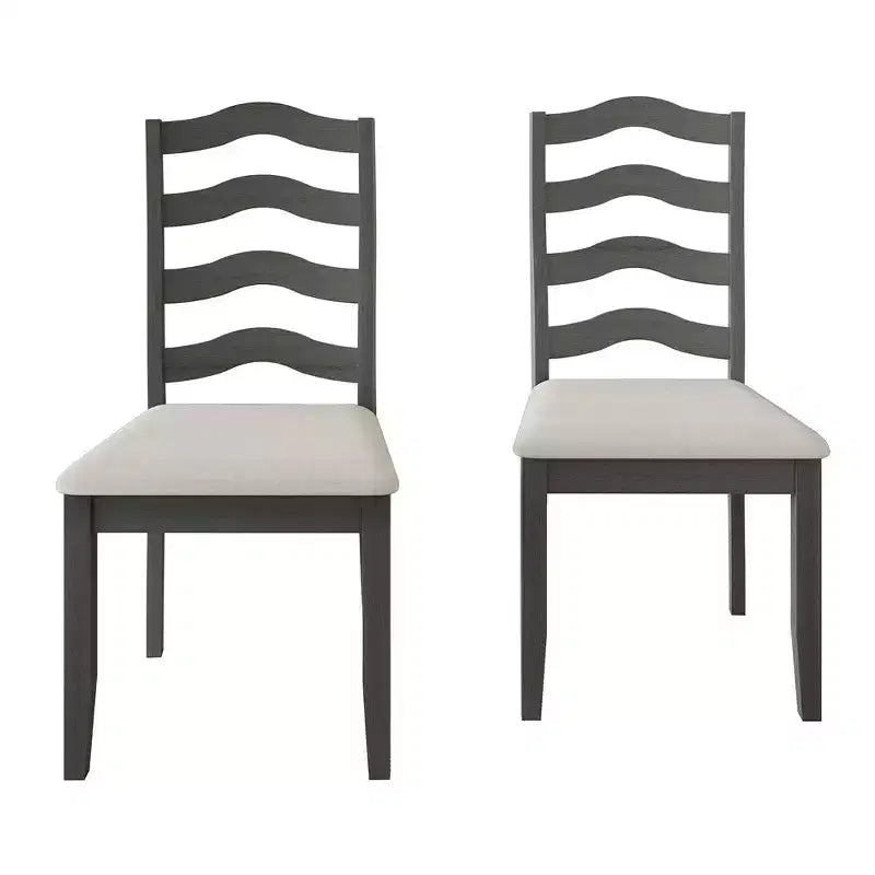 Sedia da pranzo in legno ChaletPosh con rivestimento grigio caldo (set da 2)