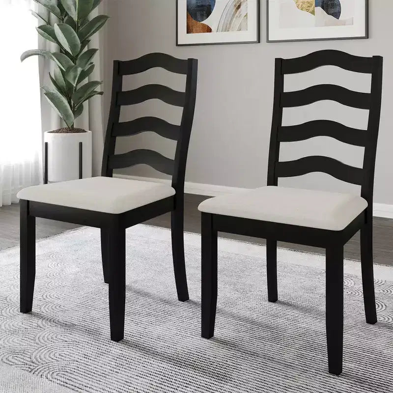 Sedia da pranzo in legno ChaletPosh con rivestimento grigio caldo (set da 2)