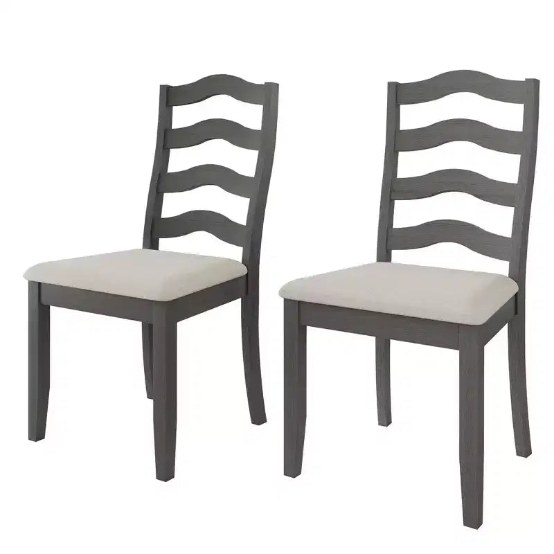 Sedia da pranzo in legno ChaletPosh con rivestimento grigio caldo (set da 2)