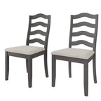 Sedia da pranzo in legno ChaletPosh con rivestimento grigio caldo (set da 2)
