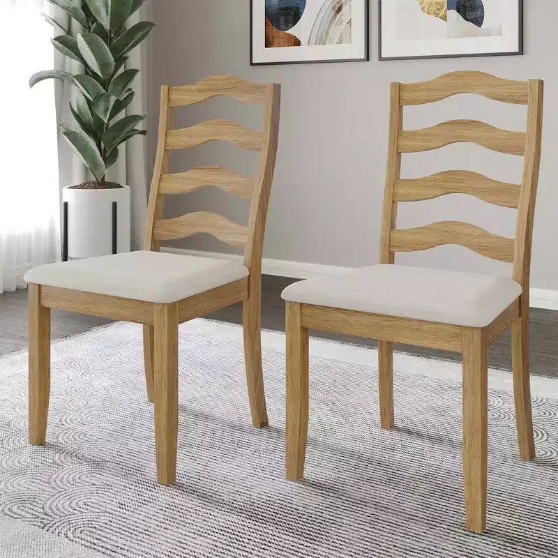 Sedia da pranzo in legno ChaletPosh con rivestimento grigio caldo (set da 2)