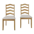 Sedia da pranzo in legno ChaletPosh con rivestimento grigio caldo (set da 2)