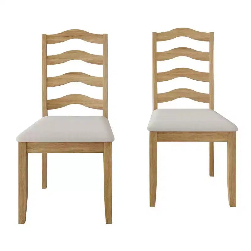 Sedia da pranzo in legno ChaletPosh con rivestimento grigio caldo (set da 2)