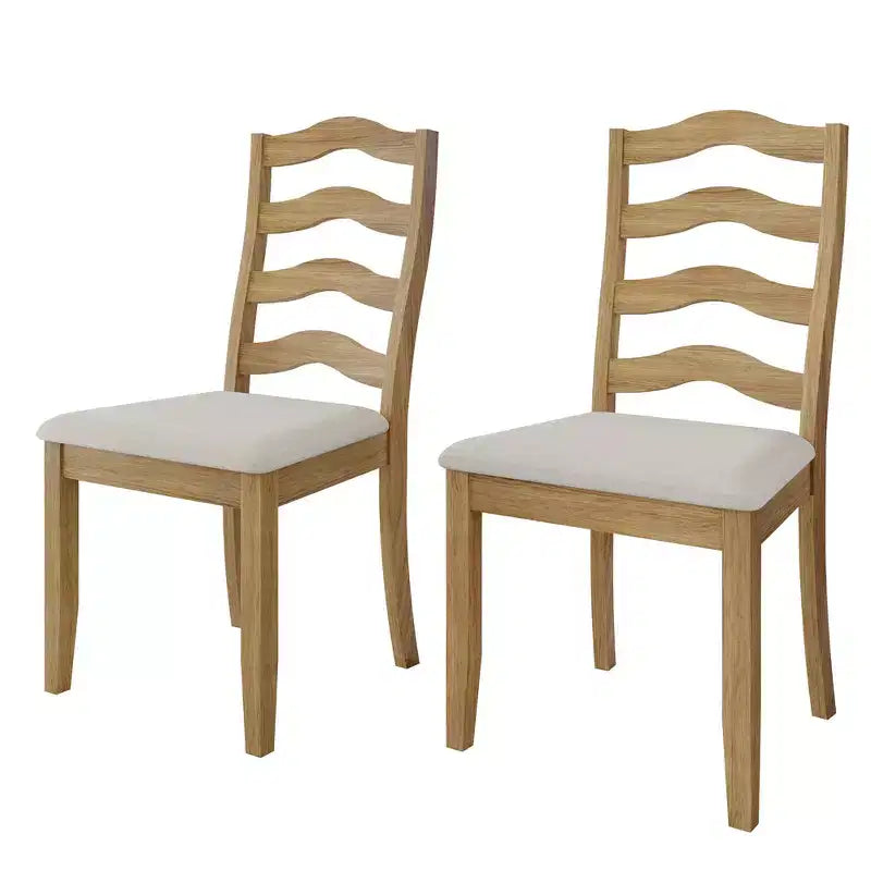 Sedia da pranzo in legno ChaletPosh con rivestimento grigio caldo (set da 2)