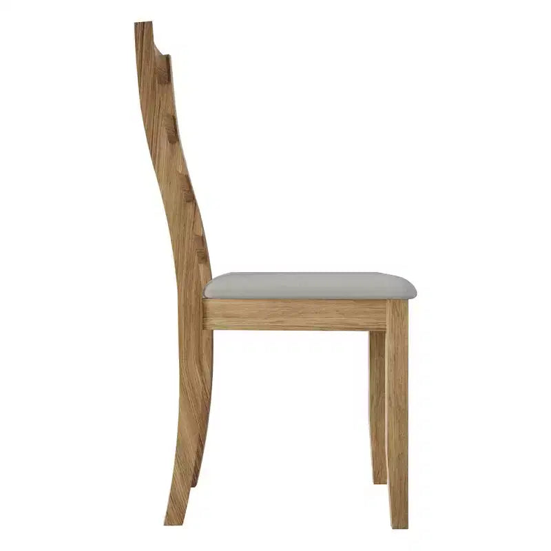 Sedia da pranzo in legno ChaletPosh con rivestimento grigio caldo (set da 2)