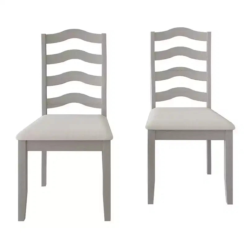 Sedia da pranzo in legno ChaletPosh con rivestimento grigio caldo (set da 2)