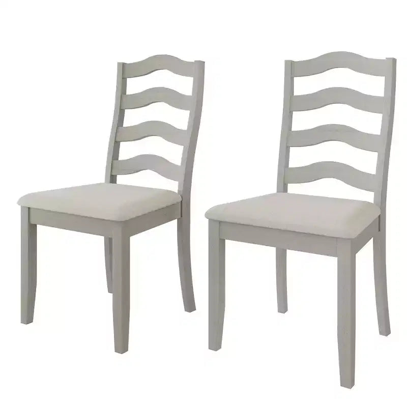 Sedia da pranzo in legno ChaletPosh con rivestimento grigio caldo (set da 2)