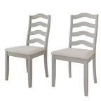 Sedia da pranzo in legno ChaletPosh con rivestimento grigio caldo (set da 2)