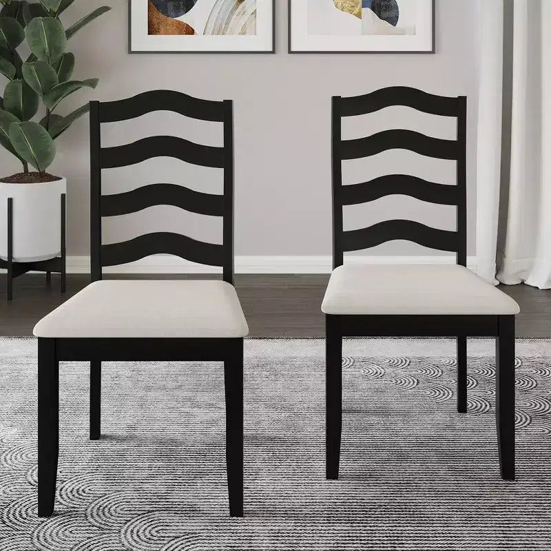 ChaletPosh Wooden Dining Chair With Warm Grey Cover (Set of 2)