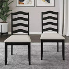 ChaletPosh Wooden Dining Chair With Warm Grey Cover (Set of 2)