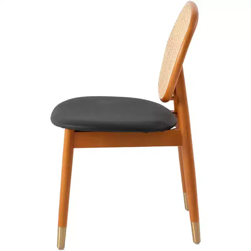 LeisureMod Holbeck Sedia da Pranzo in Vimini con Seduta in Pelle Imbottita e Gambe in Legno di Faggio, Set da 2
