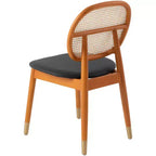 LeisureMod Holbeck Sedia da Pranzo in Vimini con Seduta in Pelle Imbottita e Gambe in Legno di Faggio, Set da 2