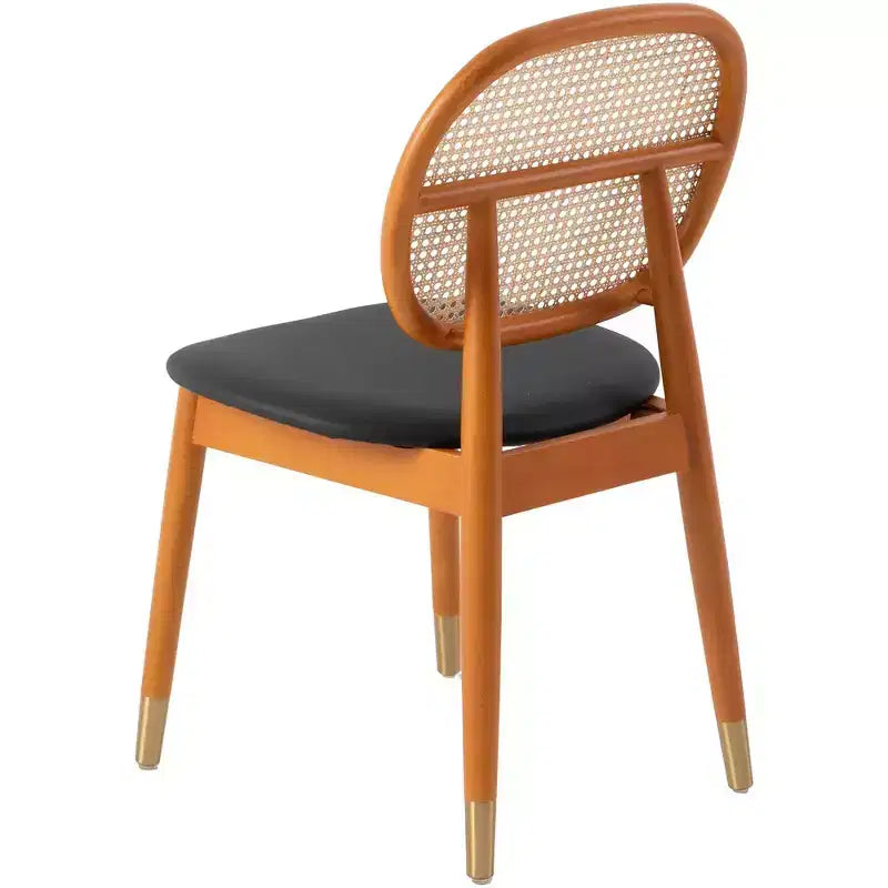 LeisureMod Holbeck Sedia da Pranzo in Vimini con Seduta in Pelle Imbottita e Gambe in Legno di Faggio, Set da 2