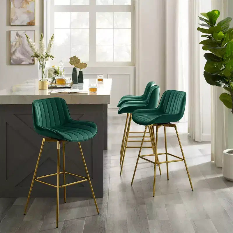 HOMLUX Set di 2 Sgabelli da Bar in Velluto, Sedie da Pranzo Girevoli Moderne con Schienale Curvo