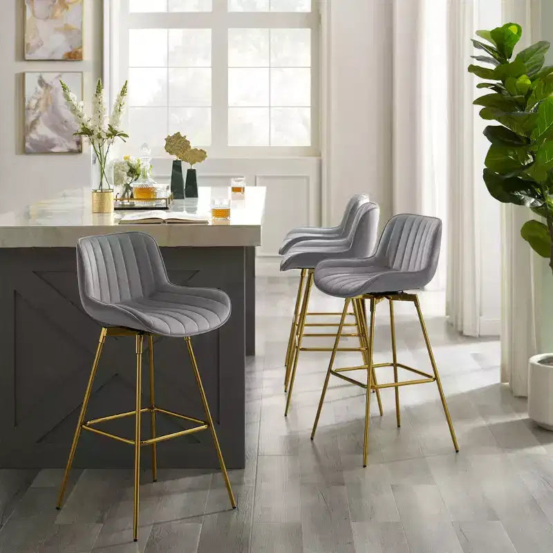 HOMLUX Set di 2 Sgabelli da Bar in Velluto, Sedie da Pranzo Girevoli Moderne con Schienale Curvo
