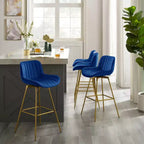 HOMLUX Set di 2 Sgabelli da Bar in Velluto, Sedie da Pranzo Girevoli Moderne con Schienale Curvo
