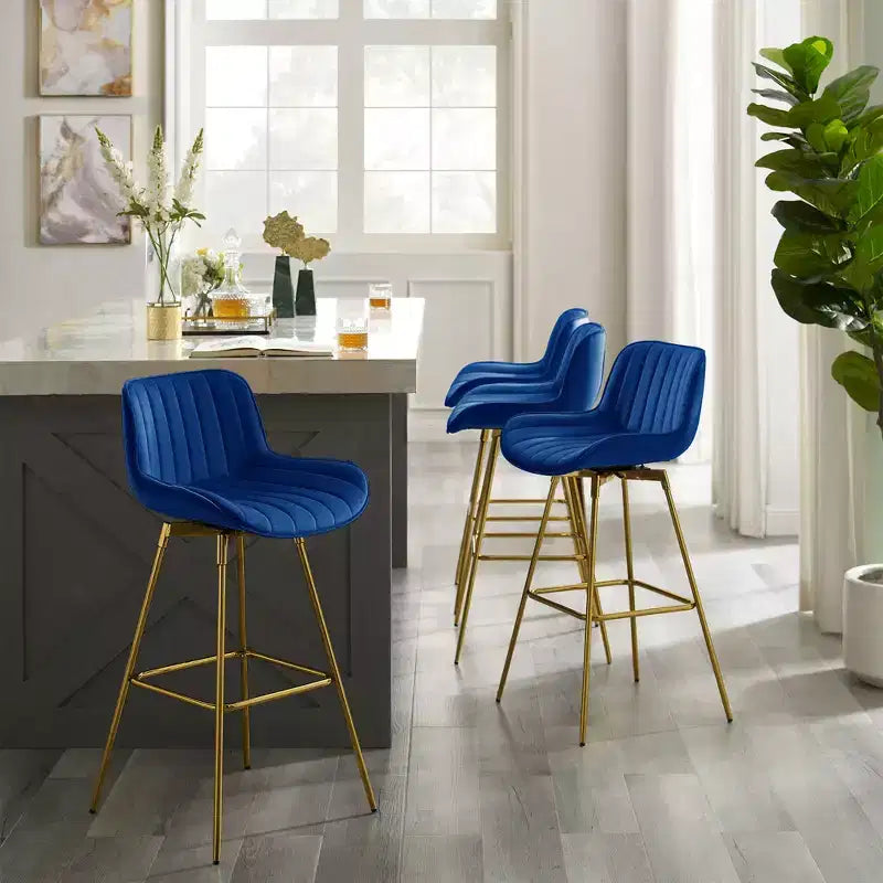 HOMLUX Set di 2 Sgabelli da Bar in Velluto, Sedie da Pranzo Girevoli Moderne con Schienale Curvo