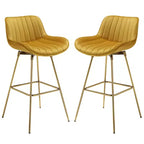 HOMLUX Set di 2 Sgabelli da Bar in Velluto, Sedie da Pranzo Girevoli Moderne con Schienale Curvo