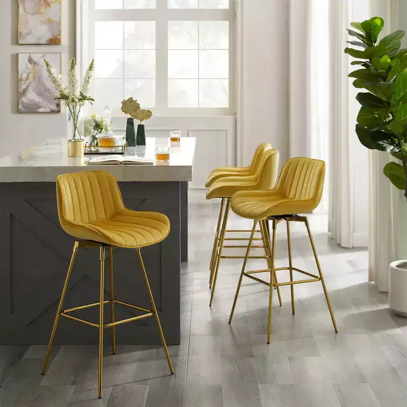 HOMLUX Set di 2 Sgabelli da Bar in Velluto, Sedie da Pranzo Girevoli Moderne con Schienale Curvo
