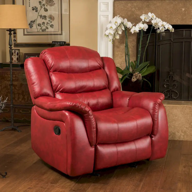 Poltrona reclinabile moderna in similpelle – Marrone / Rosso / Nero, Singola