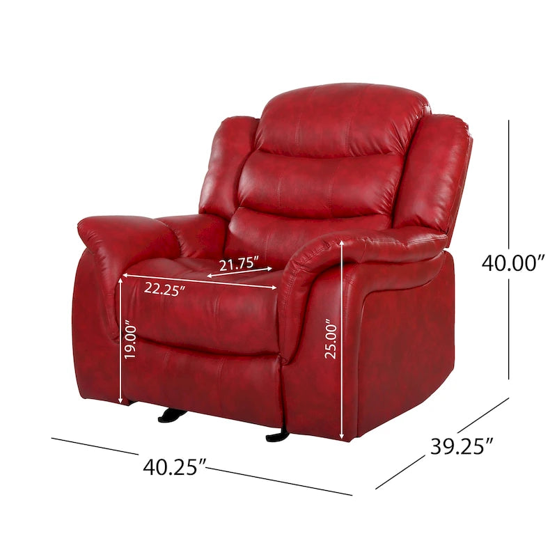 Poltrona reclinabile moderna in similpelle – Marrone / Rosso / Nero, Singola
