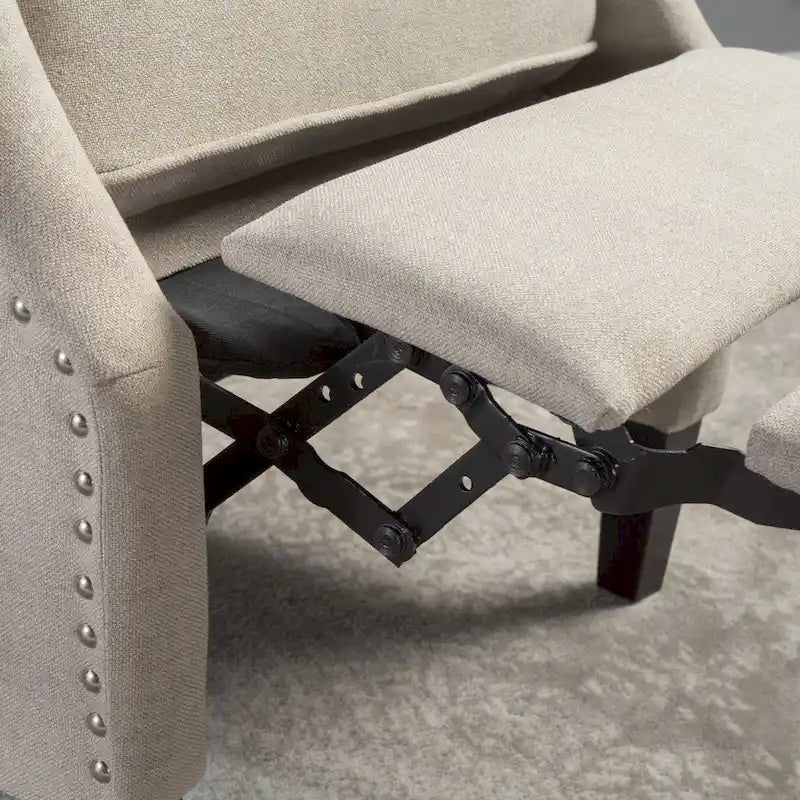 Poltrona reclinabile a spinta con schienale alto e borchie in tessuto – Blu navy / Grigio / Rosso / Antracite / Grano, Singola