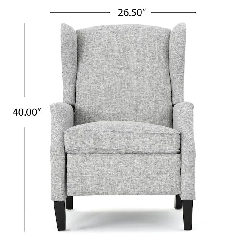 Poltrona reclinabile a spinta con schienale alto e borchie in tessuto – Blu navy / Grigio / Rosso / Antracite / Grano, Singola