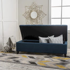 Panca Pouf Contenitore Trapuntata con Coperchio Sollevabile e Gambe in Legno di Betulla – Diversi Colori (Tessuto e Velluto), Singolo