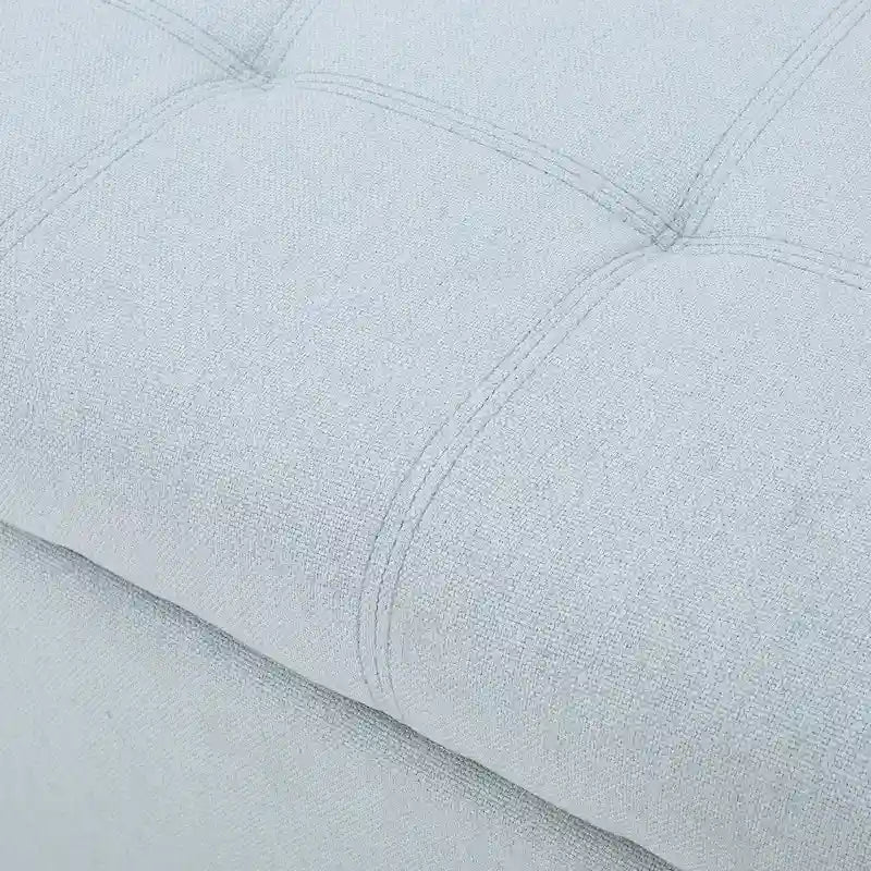 Panca Pouf Contenitore Trapuntata con Coperchio Sollevabile e Gambe in Legno di Betulla – Diversi Colori (Tessuto e Velluto), Singolo