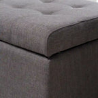 Panca Pouf Contenitore Trapuntata con Coperchio Sollevabile e Gambe in Legno di Betulla – Diversi Colori (Tessuto e Velluto), Singolo