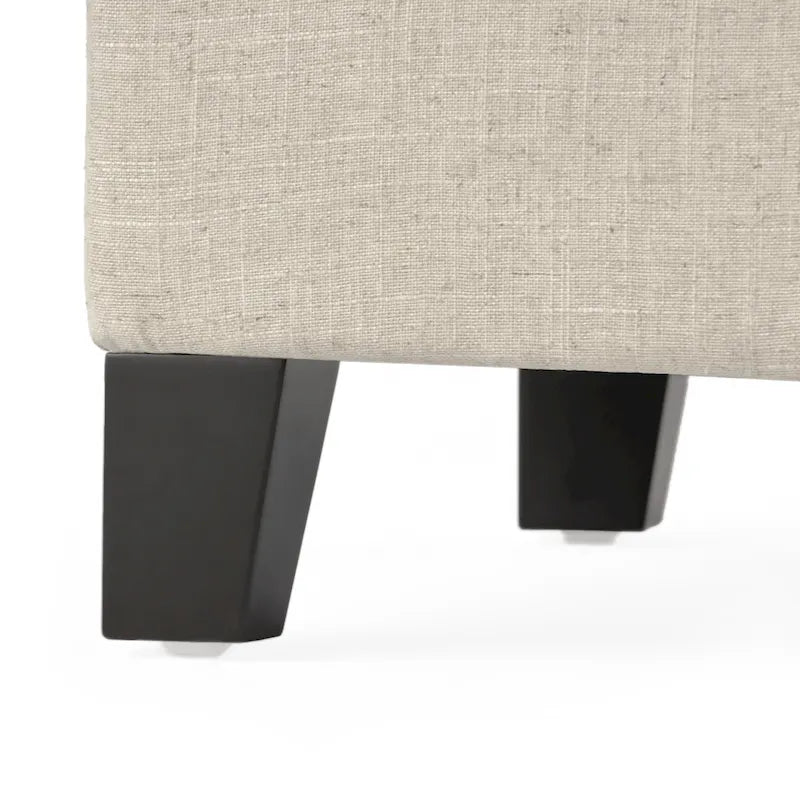 Panca Pouf Contenitore Trapuntata con Coperchio Sollevabile e Gambe in Legno di Betulla – Diversi Colori (Tessuto e Velluto), Singolo