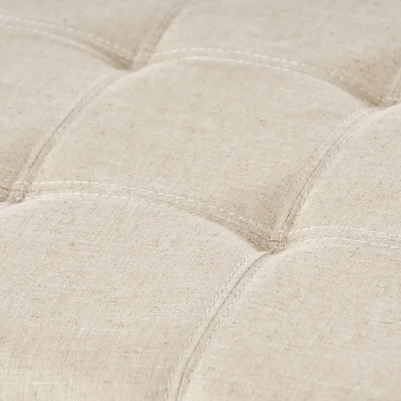 Panca Pouf Contenitore Trapuntata con Coperchio Sollevabile e Gambe in Legno di Betulla – Diversi Colori (Tessuto e Velluto), Singolo