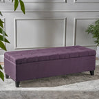 Panca Pouf Contenitore Trapuntata con Coperchio Sollevabile e Gambe in Legno di Betulla – Diversi Colori (Tessuto e Velluto), Singolo