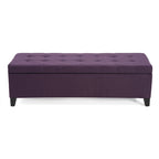 Panca Pouf Contenitore Trapuntata con Coperchio Sollevabile e Gambe in Legno di Betulla – Diversi Colori (Tessuto e Velluto), Singolo