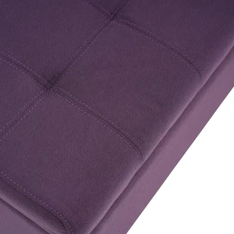 Panca Pouf Contenitore Trapuntata con Coperchio Sollevabile e Gambe in Legno di Betulla – Diversi Colori (Tessuto e Velluto), Singolo