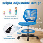 Sedia da scrivania ergonomica per bambini Costway regolabile in altezza con ruote universali Sedia da lavoro Blu/Nero/Grigio/Rosa