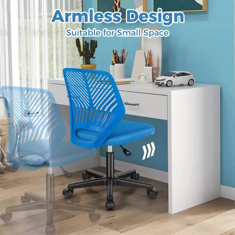 Sedia da scrivania ergonomica per bambini Costway regolabile in altezza con ruote universali Sedia da lavoro Blu/Nero/Grigio/Rosa