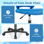 Sedia da scrivania ergonomica per bambini Costway regolabile in altezza con ruote universali Sedia da lavoro Blu/Nero/Grigio/Rosa